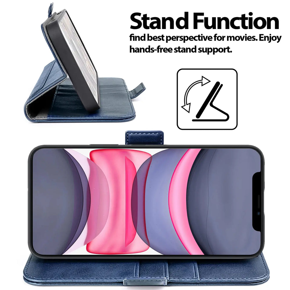 iPhone 11 Klapphülle im Lederlook mit RFID Block in Blau