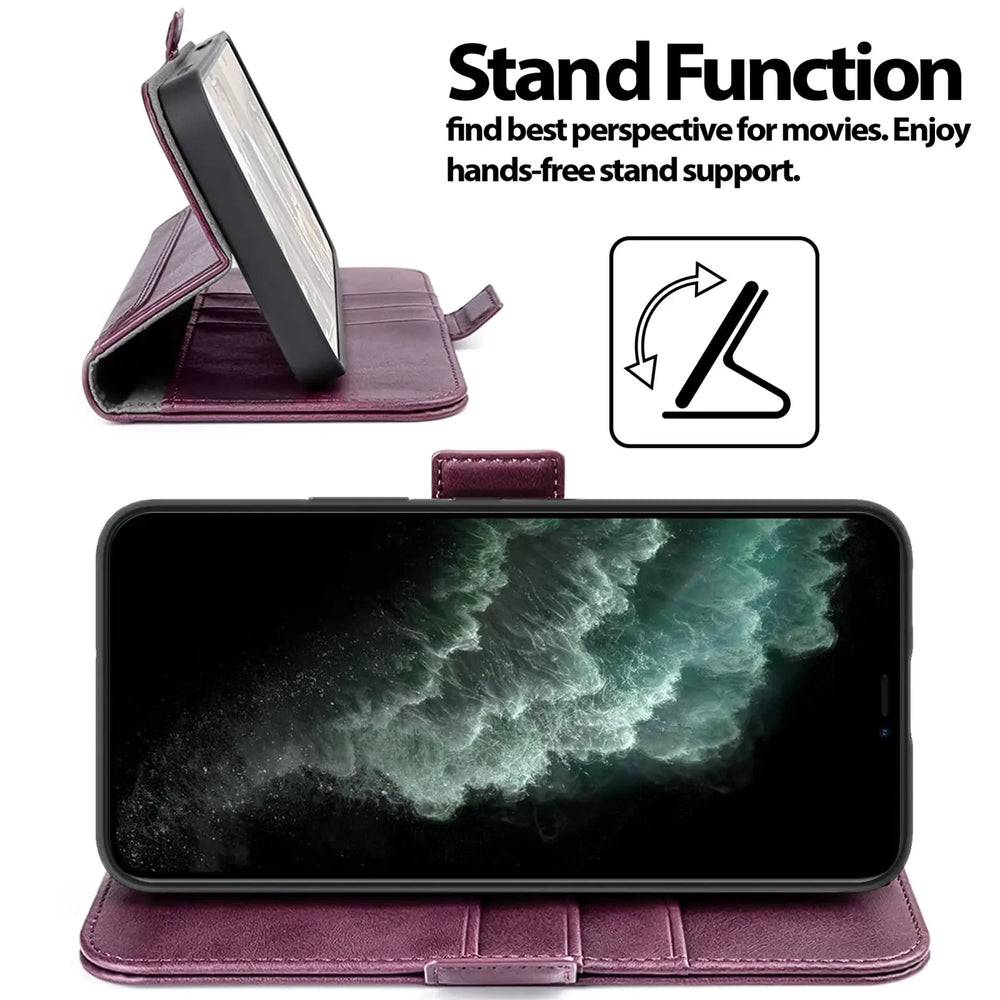 iPhone 11 Pro Klapphülle im Lederlook mit RFID Block in Lila