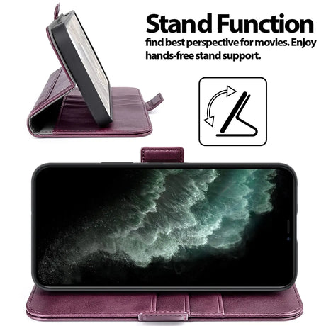 iPhone 11 Pro Klapphülle im Lederlook mit RFID Block in Lila