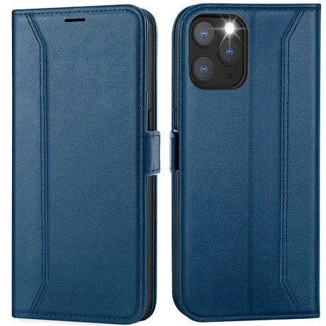 iPhone 11 Pro Max Klapphülle im Lederlook mit RFID Block in Blau