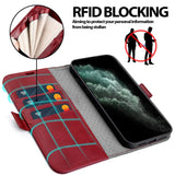 iPhone 11 Pro Max Klapphülle im Lederlook mit RFID Block in Rot