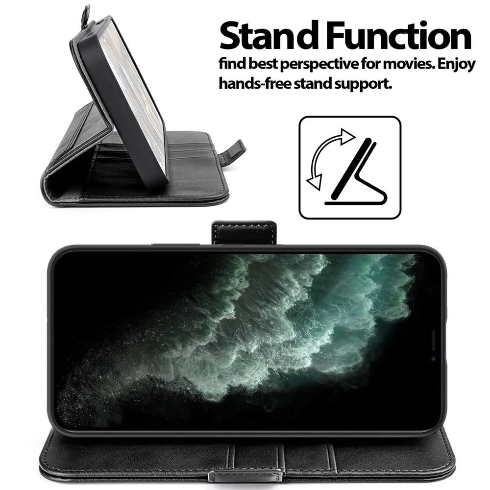 iPhone 11 Pro Max Klapphülle im Lederlook mit RFID Block in Schwarz