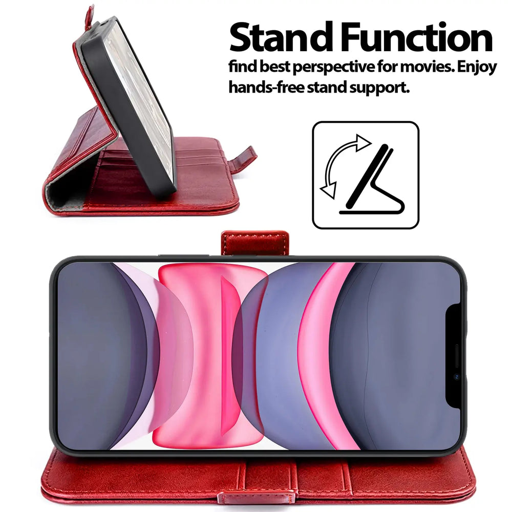 iPhone 11 Klapphülle im Lederlook mit RFID Block in Rot