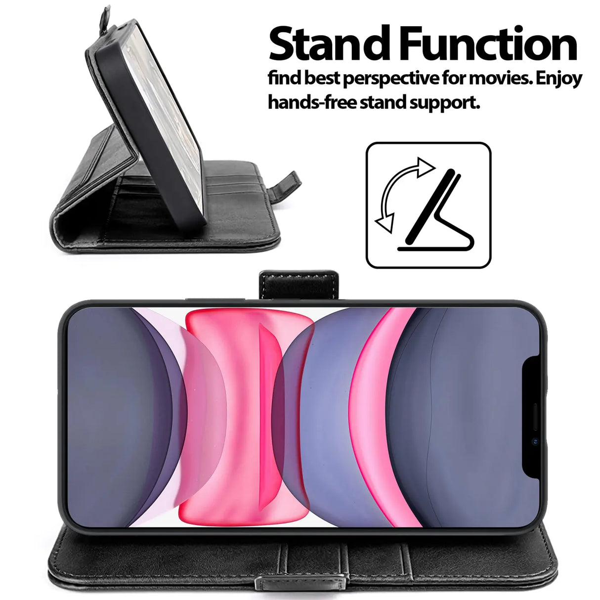 iPhone 11 Klapphülle im Lederlook mit RFID Block in Schwarz