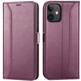 iPhone 12 Mini Klapphülle im Lederlook mit RFID Block in Lila