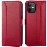 iPhone 12 Mini Klapphülle im Lederlook mit RFID Block in Rot