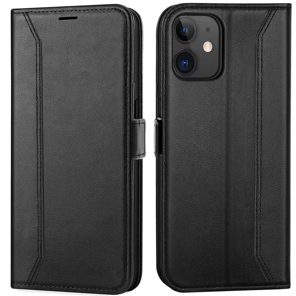 iPhone 12 Mini Klapphülle im Lederlook mit RFID Block in Schwarz
