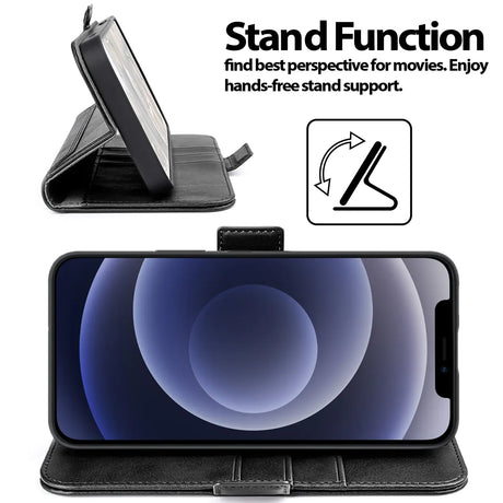 iPhone 12 Mini Klapphülle im Lederlook mit RFID Block in Schwarz