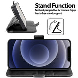 iPhone 12 / 12 Pro Klapphülle im Lederlook mit RFID Block in Schwarz