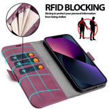 iPhone 13 Klapphülle im Lederlook mit RFID Block in Lila