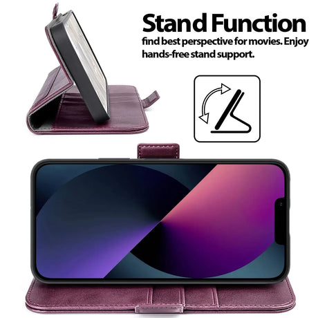 iPhone 13 Mini Klapphülle im Lederlook mit RFID Block in Lila