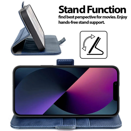 iPhone 13 Pro Klapphülle im Lederlook mit RFID Block in Blau