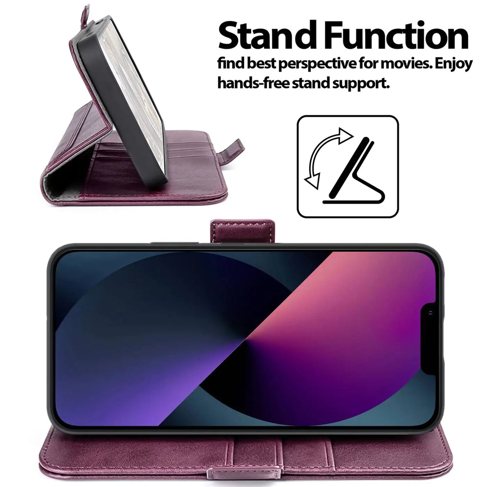 iPhone 13 Pro Max Klapphülle im Lederlook mit RFID Block in Lila