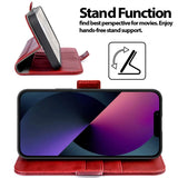 iPhone 13 Pro Max Klapphülle im Lederlook mit RFID Block in Rot