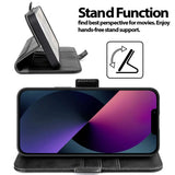 iPhone 13 Pro Klapphülle im Lederlook mit RFID Block in Schwarz