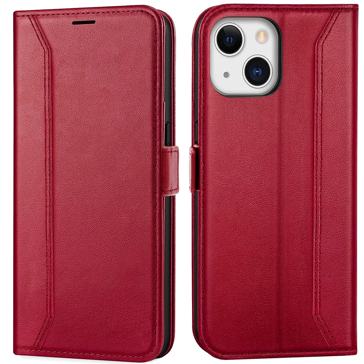 iPhone 13 Klapphülle im Lederlook mit RFID Block in Rot