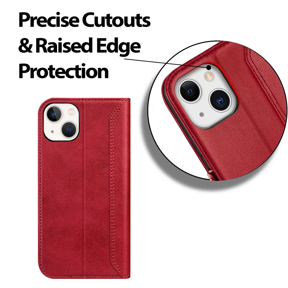 iPhone 13 Klapphülle im Lederlook mit RFID Block in Rot