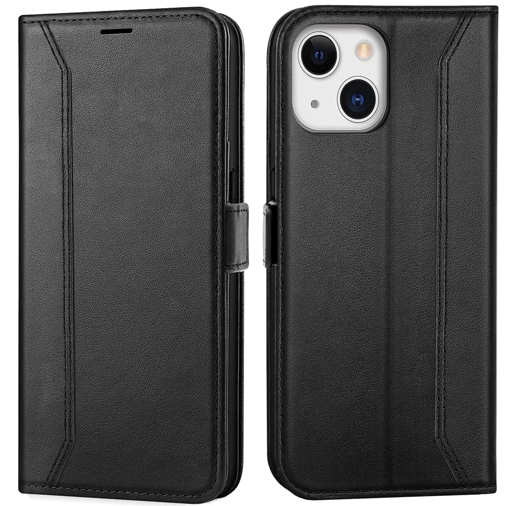iPhone 13 Klapphülle im Lederlook mit RFID Block in Schwarz