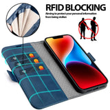 iPhone 14 Klapphülle im Lederlook mit RFID Block in Blau
