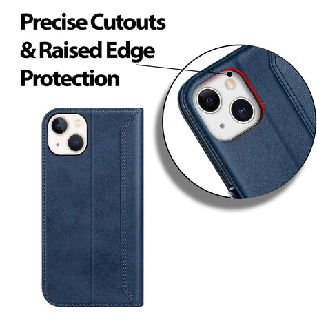 iPhone 14 Plus Klapphülle im Lederlook mit RFID Block in Blau
