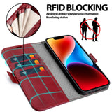 iPhone 14 Plus Klapphülle im Lederlook mit RFID Block in Rot