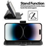 iPhone 14 Pro Max Klapphülle im Lederlook mit RFID Block in Schwarz