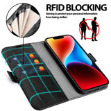 iPhone 14 Klapphülle im Lederlook mit RFID Block in Schwarz