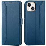 iPhone 15 Klapphülle im Lederlook mit RFID Block in Blau