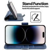 iPhone 15 Klapphülle im Lederlook mit RFID Block in Blau