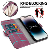 iPhone 15 Klapphülle im Lederlook mit RFID Block in Lila