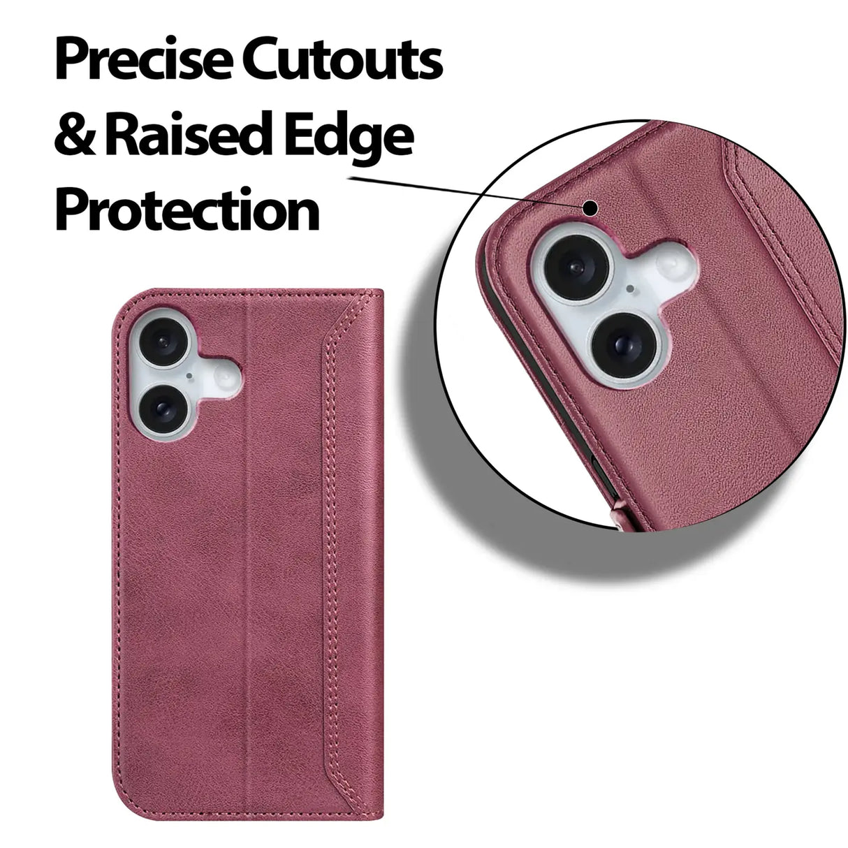 iPhone 16 Klapphülle im Lederlook mit RFID Block in Lila