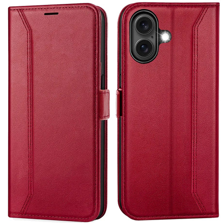 iPhone 16 Plus Klapphülle im Lederlook mit RFID Block in Rot