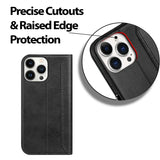 iPhone 16 Pro Max Klapphülle im Lederlook mit RFID Block in Schwarz