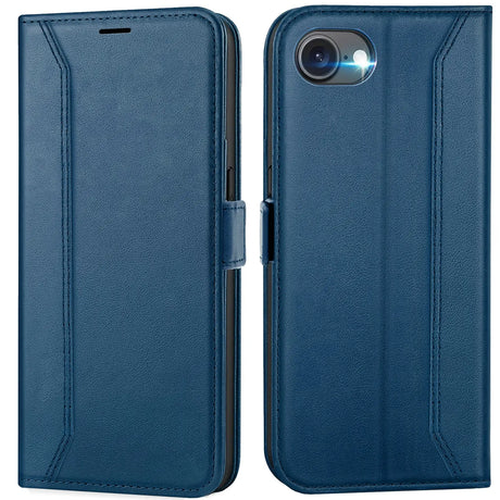Apple iPhone 16e Klapphülle im Lederlook mit RFID Block in Blau