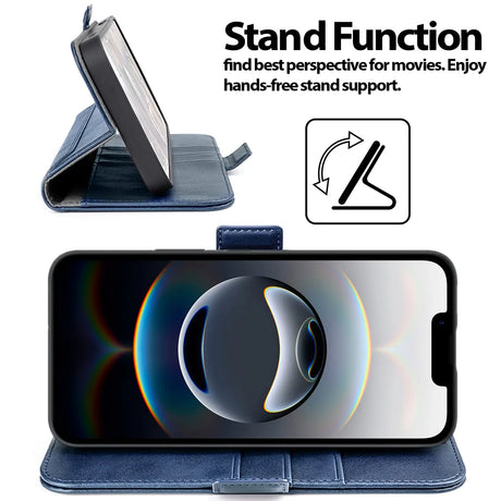 Apple iPhone 16e Klapphülle im Lederlook mit RFID Block in Blau