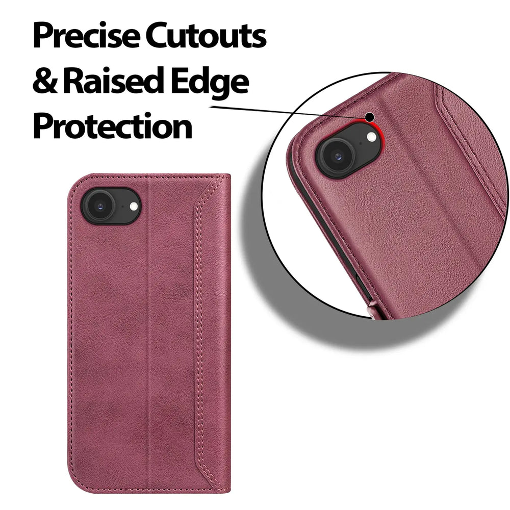 Apple iPhone 16e Klapphülle im Lederlook mit RFID Block in Lila