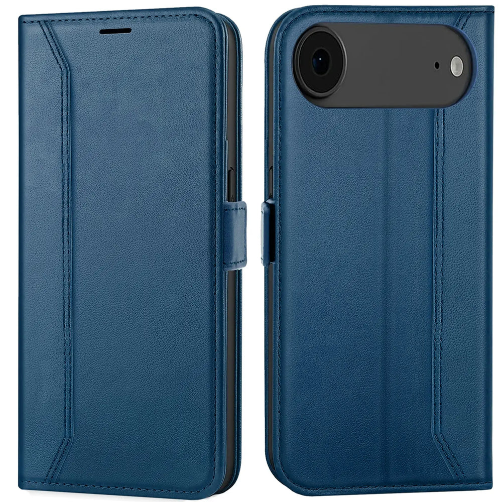 Apple iPhone 17 Air Klapphülle im Lederlook mit RFID Block in Blau