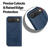 Apple iPhone 17 Air Klapphülle im Lederlook mit RFID Block in Blau