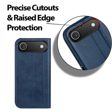 Apple iPhone 17 Air Klapphülle im Lederlook mit RFID Block in Blau