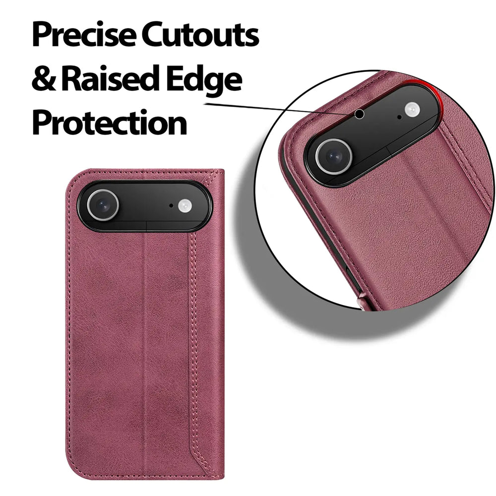 Apple iPhone 17 Air Klapphülle im Lederlook mit RFID Block in Lila