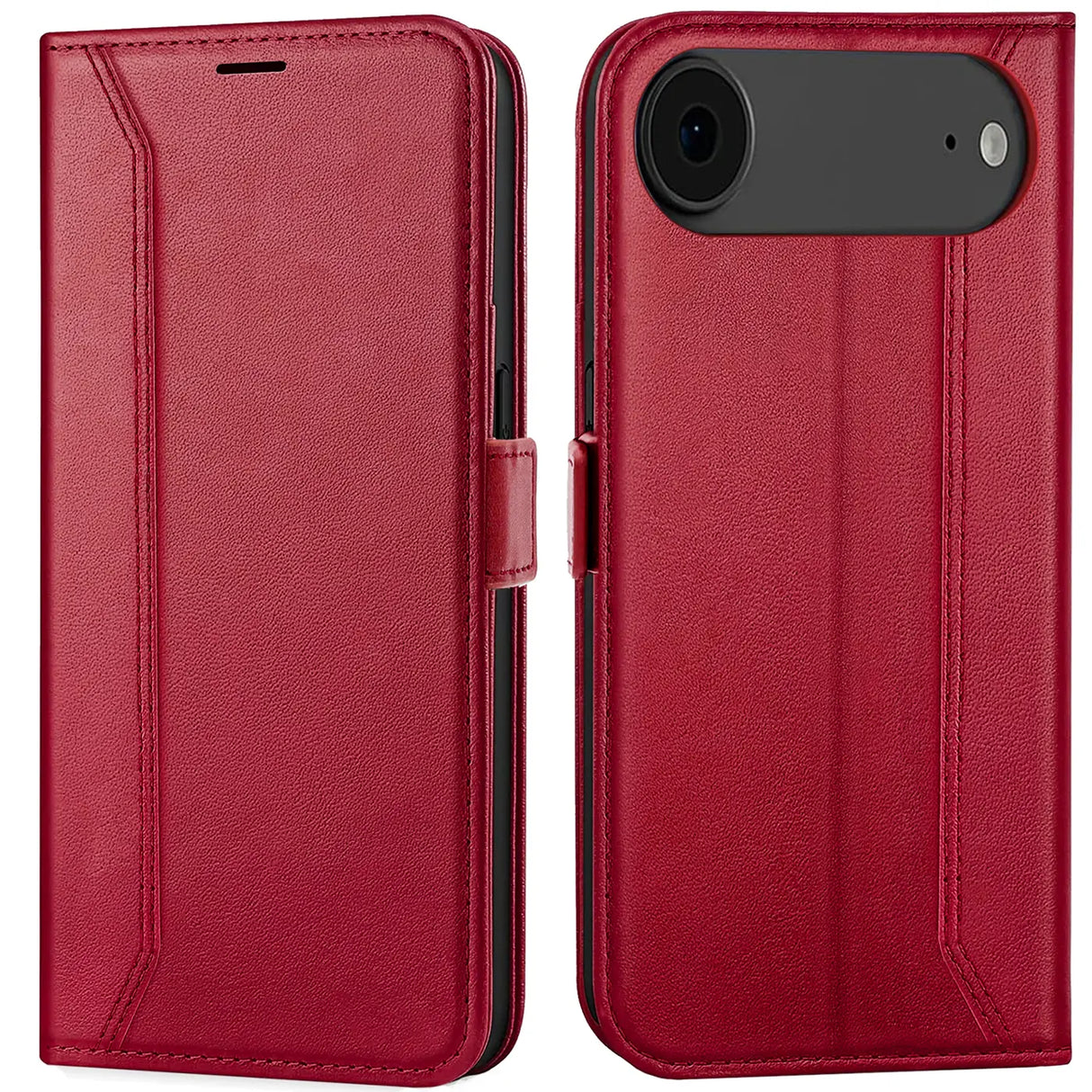 Apple iPhone 17 Air Klapphülle im Lederlook mit RFID Block in Rot