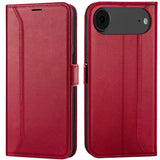 Apple iPhone 17 Air Klapphülle im Lederlook mit RFID Block in Rot