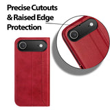 Apple iPhone 17 Air Klapphülle im Lederlook mit RFID Block in Rot