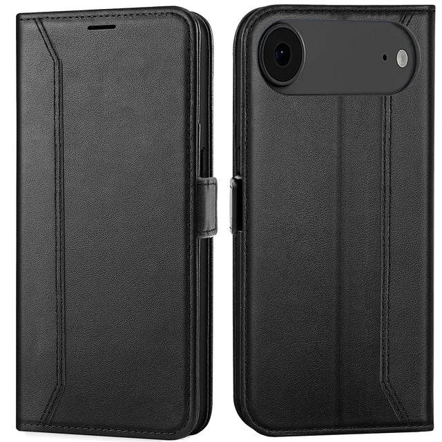 Apple iPhone 17 Air Klapphülle im Lederlook mit RFID Block in Schwarz