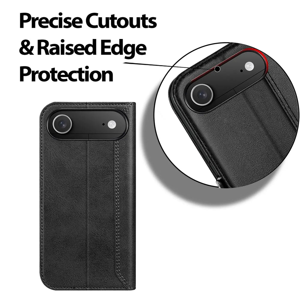 Apple iPhone 17 Air Klapphülle im Lederlook mit RFID Block in Schwarz