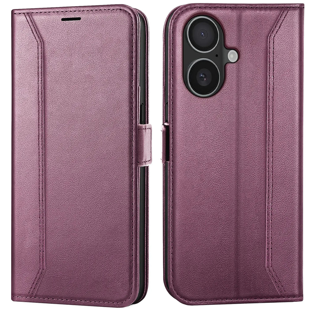Apple iPhone 17 Klapphülle im Lederlook mit RFID Block in Lila