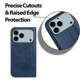 Apple iPhone 17 Pro Klapphülle im Lederlook mit RFID Block in Blau
