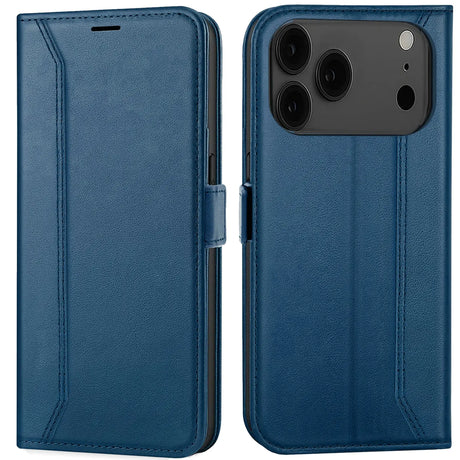 Apple iPhone 17 Pro Max Klapphülle im Lederlook mit RFID Block in Blau