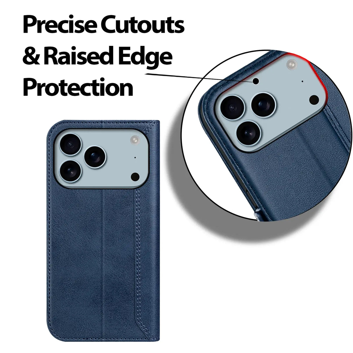 Apple iPhone 17 Pro Max Klapphülle im Lederlook mit RFID Block in Blau