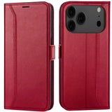 Apple iPhone 17 Pro Max Klapphülle im Lederlook mit RFID Block in Rot